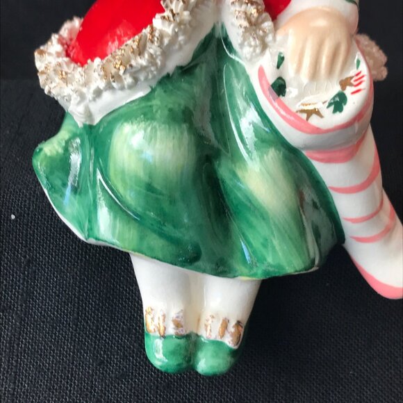 Lefton Spaghetti Trim Santa & Mrs Claus Shelf Sitters - set of 2 - Picture 5 of 16